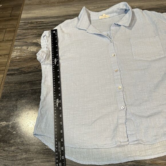 Womens Top Size Large Blue Lightweight Breathable Cap Sleeve Mother Of Pearl - Picture 6 of 11